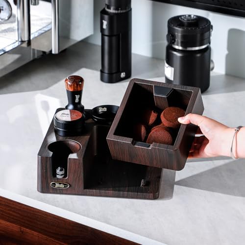 Bincoo Espresso Tamping Station & Knock Box, 2-in-1 Coffee Powder Station for 51/53/54/58mm Portafilter, Anti-Slip ABS Espresso Accessories Organizer, Tamper Base & Coffee Grounds Bin - Image 3