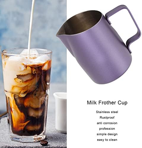 Stainless Steel Purple Milk Frother Cup Professional Frothing Pitcher for Coffee Shop, 8.0oz (450ML) - Image 2