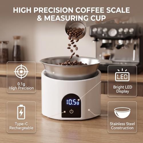 banapoy Coffee Bean Scale Set with Measuring Cup (White) - Image 4