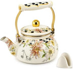 2.5L Floral Enamel Tea Kettle for Stovetop, No Whistling by Unknown