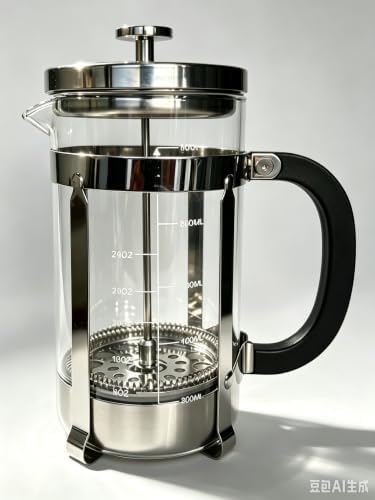 French Press Coffee Maker 1 L, Glass with Plastic-Silver FinishN by psavgla