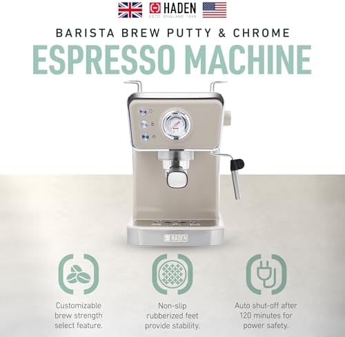 HADEN Barista Brew Espresso Coffee Machine, Stainless Steel Espresso Maker with Milk Frother and Steamer Function and 1.5L Water Tank, Putty & Copper - Image 2