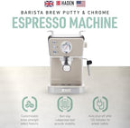 HADEN Barista Brew Espresso Coffee Machine, Stainless Steel Espresso Maker with Milk Frother and Steamer Function and 1.5L Water Tank, Putty & Copper - Image 2