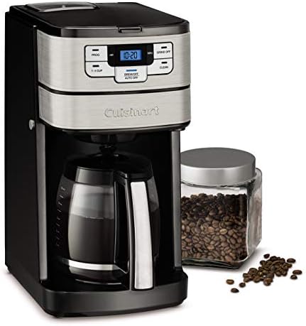 Cuisinart Automatic Grind & Brew 12-Cup Coffee Maker with Blade Grinder, Programmable Coffee Machine Glass Carafe with 1-4 Cup Setting, Brew Pause, Grind-Off Option, DGB-400NAS, Black/Stainless Steel by Cuisinart