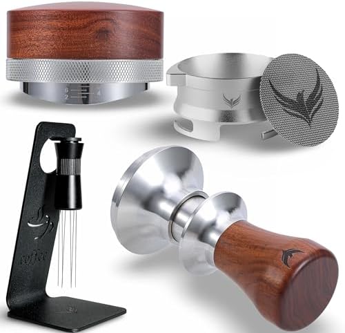 Breville Accessories For Espresso Machine Inludes Rosewood Calibrated Tamper, Adjustable Distributor, Dosing Funnel, Puck Screen & WDT Tool by KNODOS