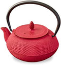 Roji Associates Cast Iron Teapot, Nanbu Tekki Teapot, ARARE - Round Type, Made in Japan, with Tea Strainer, Inner Enamel Finish, Color Pot, Open Fire Ban (20.29 fl oz/Red) by NOREN