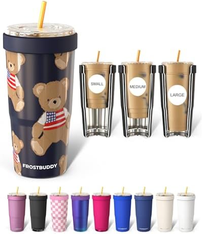 Frost Buddy Togo Buddy 30 oz Stainless Steel Vacuum Insulated Tumbler To Go Coffee Cup – Iced Coffee Sleeve, Travel Mug, Thermal Cup for Hot & Cold Drinks, Dunkin Cup (Stars&Snuggles) by FrostBuddy