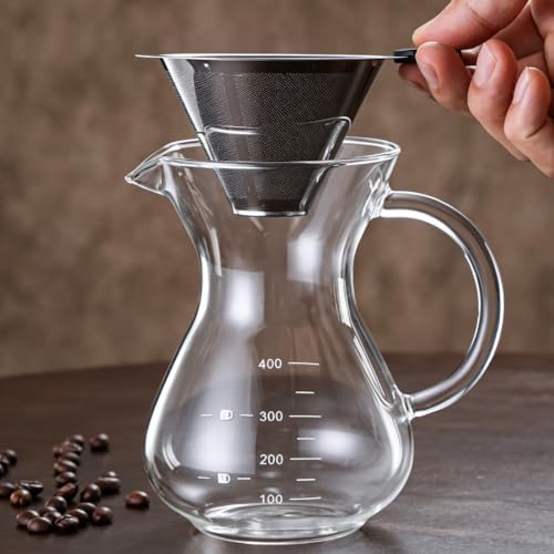 Pour Over Coffee Maker,Glass Coffee Carafe for Coffee Enthusiasts，400ml - Image 5