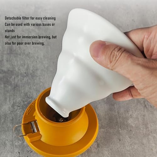 Ceramic Pour Over Coffee Dripper, Immersion Dripper for Manual Brew, Heat Proof Portable Coffee Maker with Reusable Filter, Ideal for Home & Office Use (Yellow) - Image 3