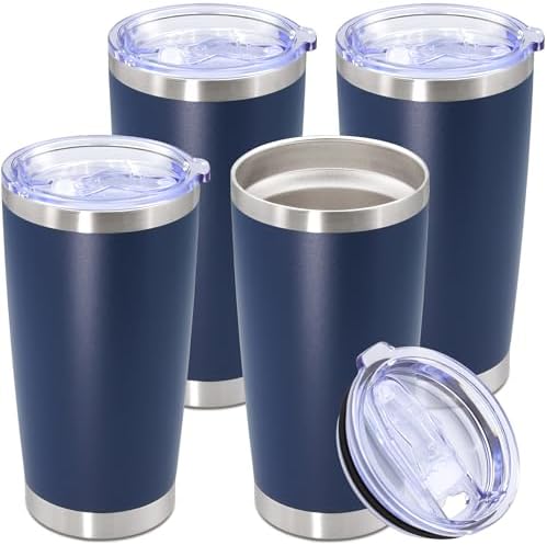 20oz Tumbler Stainless Steel Tumbler Coffee Tumbler with Lid Navy, 4P by AUWBON