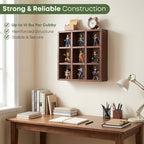 9 Slot Coffee Mug Display Rack - 17in Wall Mounted(Rustic Walnut) - Image 7