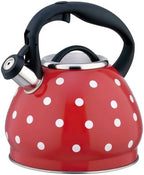 Tea Kettle Stovetop, Whistling Teapot 304 Stainless Steel 3.2 Quart Teakettle, Polka Dot Teapots for Stove Top, Whistle Tea Pot with Cool Touch Ergonomic Handle (Red, 3.2 Quarts) by Unknown