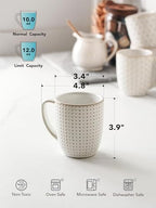 LE TAUCI Coffee Mugs 12 oz, Ceramic Mug Set Set of 4, Embossment Cups for Espresso, Latte, Tea, Cocoa, Cappuccino & Mocha, Dishwasher Oven Microwave Safe - 3.4 inch, Arctic White - Image 4
