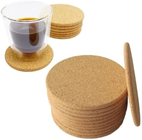50/100Pcs Cup Mat Natural Cork Coasters Placemats for Table Kitchen Accessories Round Coffee Tea Cup Mats Desktop Decoration Placemats for Dining Table(50pcs-95x95x5mm) by Unknown