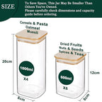 LIBWYS 12-Pack Square Glass Storage Jars with Bamboo Lids (0.6Qt/1.06Qt) - Stackable Food Containers for Pantry Organization, Coffee, Flour, Snacks, Tea | Kitchen Canisters Set - Image 2