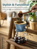 Gomakren 12 Inch White Porcelain Serving Platter Dishes Set of 3 Deep Bowl & Pour Over Coffee Maker Ceramic Coffee Dripper, 3 Hole Cone Brewer - Image 5