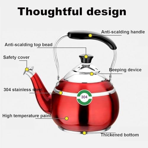 Whistling Tea Kettle, Food Grade Stainless Steel Tea kettle for Stove Top with Ergonomic Handle for Gas, Induction, Electric Stove Tops(Purple,2L) - Image 4