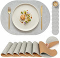 Premium Oval Faux Leather Placemat & Coaster Set with Innovative Cork-Look Printed Base，4/6/8-Piece Sets & 8 Colors，Non-Slip Dining Table Mats for Kitchen Dining by Promattoo