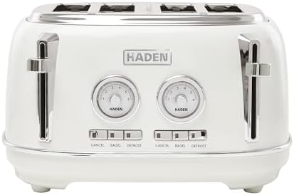 Haden Dorset 4 Slice Wide Slot Stainless Steel Toaster, Ivory & Chrome by Unknown