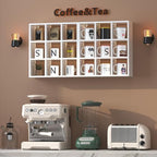 Helsin 9 Grid Vintage Coffee Mug Display Rack, 16inch Wall Mounted Wooden Curio Shadow Box Shelf, Cup Floating Shelves Display and Organizer (White) - Image 4