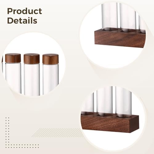 6-Hole Single Dose Coffee Bean Cellars, Walnut Base with Glass Tubes, Storage Containers, Professional Display, 0.6-0.7 Oz Capacity - Image 2