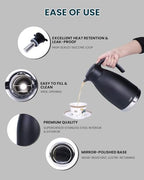 GiNT 74oz Thermal Coffee Carafe with Infuser – Insulated Tea Carafe, Removable Filter, Dishwasher-Safe | 2.2L 10+ Cups, Leak-Proof Seal & Pinch-Release | Stainless Steel for Office & Events - Image 3