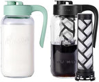 Mason Jar Pitcher - Airtight & Leakproof Glass Pitcher with Lid, Perfect for Breastmilk, Cold Brew, and Sun Tea, 2 Quart (64 oz) Mason Jar with Pour Spout Lid by spreccio
