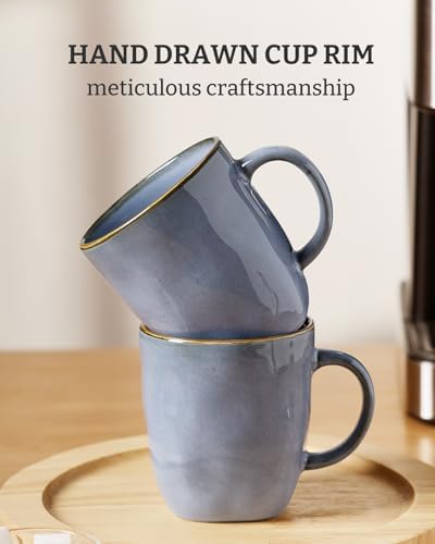 famiware Coffee Mugs Set of 6, Ocean Square 13oz Coffee Cup Set with Handle - Image 6
