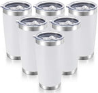 20 oz Tumblers Bulk Stainless Steel Tumbler with Lid, 6 Pack by CoolYoleb