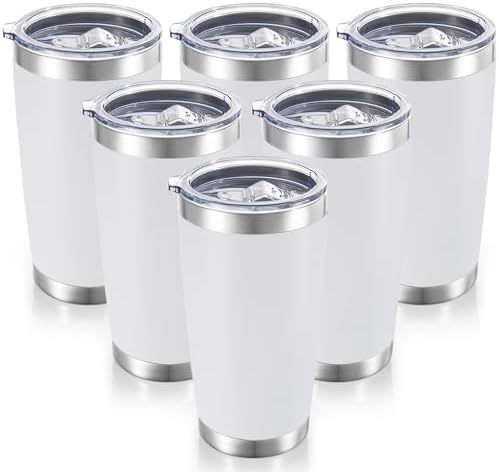 20 oz Tumblers Bulk Stainless Steel Tumbler with Lid, 6 Pack by CoolYoleb