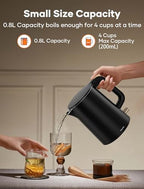 Small Electric Kettle, 0.8L Water Boiler & Heater, 1000W Hot Tea Pot, Double Wall Stainless Steel Cool Touch, Mini Coffee Kettle with Auto Shut Off & Boil Dry Protection, BPA-Free, Black Gold - Image 4