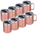 Volhoply 14oz Insulated Stainless Steel Coffee Mug with Lid Bulk 8 Pack,Double Wall Vacuum Travel Coffee Cup with Handle,Reusable Cups Tumbler Cup,Camping Mugs Keep Hot,Ideal Gifts(Rose Gold,8) by LiveFully%EF%BC%8CDrinkFreely%E2%80%94KeepGoingwithVolhoply%EF%BC%81
