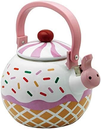 Whistling Tea Kettle Enamel on Steel Teakettle, Supreme Housewares Strawberry Cupcake Design Teapot Water Kettle Cute Kitchen Accessories Teteras, 1.7 Quart - Image 2