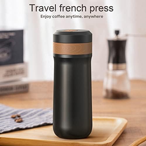 French Press Coffee Maker Outdoor Portable Coffee Pot French Press Coffee Maker Stainless Steel Insulated Travel Mug with Coffee Grounds Filter,Portable Coffee Pot,Travel Coffee Maker - Image 4