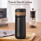 French Press Coffee Maker Outdoor Portable Coffee Pot French Press Coffee Maker Stainless Steel Insulated Travel Mug with Coffee Grounds Filter,Portable Coffee Pot,Travel Coffee Maker - Image 4