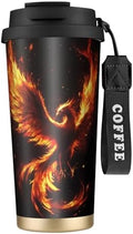Galaxy Phoenix Double Wall Vacuum Insulated Coffee Tumbler Traditional 316 Stainless Steel Travel Mug with Handle and Straw Leakproof Coffee Cup for Tea Iced Drinks Black by AYCZN