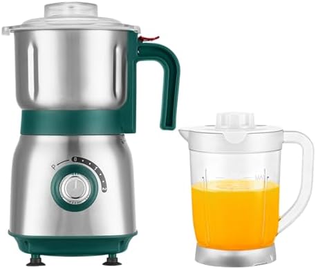 Mixer Grinder For Kitchen - Dry Grinding Cup For Grinding Spices, Nuts, Grains, And Coffee. Comes With A 750ml Fruit Juicer Cup. (Green+cup) by FAOFER
