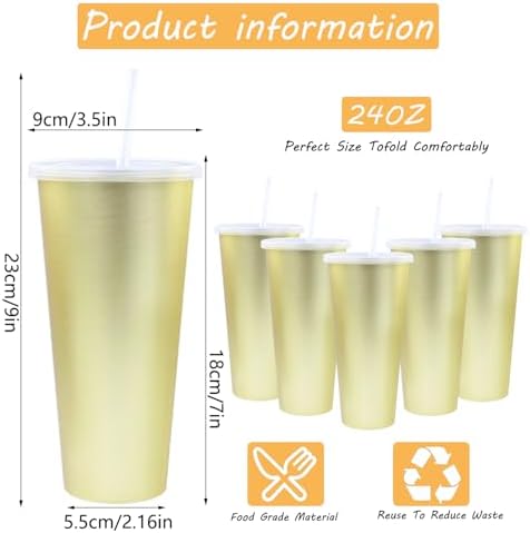 30 Pack Gold Plastic Cups with Lids and Straws, 24oz Cups - Image 4