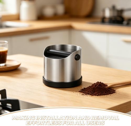 Zerodeko Espresso Coffee Grounds Knock Box - 700ml Stainless Steel Coffee Grind Knock Out Container with Non-Slip Base for Kitchen Home Office Bar Accessories - Image 3
