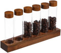 Coffee Bean Storage Tubes with Wood Stand, 6 Pack Glass Vials for Display by Unknown