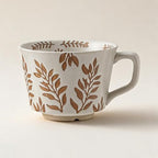 4 Pack 12oz Embossed Leaf Ceramic Coffee Mugs, Vintage Speckled Stoneware Tea Cups, Rustic Brown Spring Leaf Large Drinking Mugs, Microwave & Dishwasher Safe, Farmhouse Kitchen Decor, Gift Set - Image 5