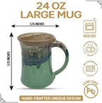 Clay in Motion Handmade Ceramic Mug 24 oz, Large Coffee Mug, Hand Painted Stoneware, Dishwasher Microwave & Oven Safe, Lead-Free, Made in USA Since 1981 (Mountain Meadow) - Image 2