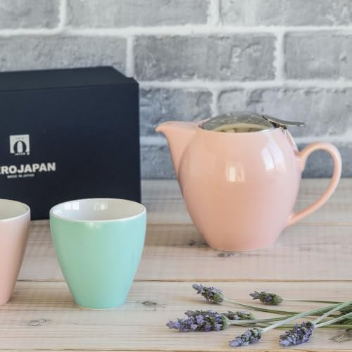 ZERO JAPAN Round Teapot, 19.6 oz / 580cc - Ceramic Tea Pot with Stainless Steel Lid and Infuser, Dishwasher Safe, Made in Japan (Pink) - Image 3