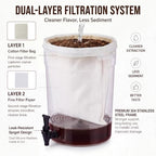 5.8 Gallon Cold Brew Coffee Maker Low Acid Commercial Cold Brew System Set with Dual Filtration Large Bucket with Spigot, 20 Filter Paper, 1 Cotton Filter Bag & Stainless Steel Holder - Image 3