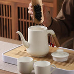 Modern Cream-style Tea Set, 1 Pot& 6 Cups with Tea Tray, Pure and Serene, Exquisite Packaging, Perfect for Mother's Day, Birthdays, and Christmas (Swan Model) - Image 4