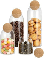 4 Pcs Storage Glass Jars, Spherical Cork Lid Airtight Canisters, Glass Food Storage Containers for Coffee Beans, Candies, Tea, Kitchen Counter Jars, 17 oz, 27 oz, 40 oz, 51 oz by Unknown