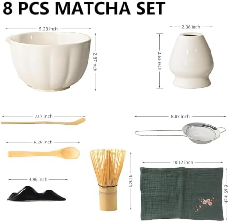 6-Piece Matcha Set Kit, Japanese Matcha Tea Making Set with Ceramic Matcha Bowl, Whisk, Scoop, Sifter, Whisk Holder & Brush, Matcha Starter Kit for Beginners and Tea Enthusiasts, White - Image 6