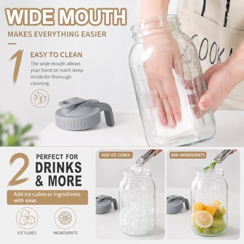 2 Pack 64 oz Glass Pitcher with Lid, Glass Half Gallon Jug for Fridge - Image 6