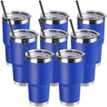 DOMICARE 30oz Tumbler Bulk with Lid and Straw, Double Wall Travel Coffee Mug, Insulated Vacuum Stainless Steel Tumblers, Powder Coated Tumbler Cup (Dark Blue, 8) by VisittheDOMICARE