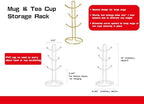 FitWell Mugs Holder, Mug Tree, Coffee Mug Holder, Coffee Mug Tree, Mug Organizer for Cabinet, Mug Holder Stand, Coffee & Tea Cup Storage Rack (Gold, 6 Mugs (15"H)) - Image 2
